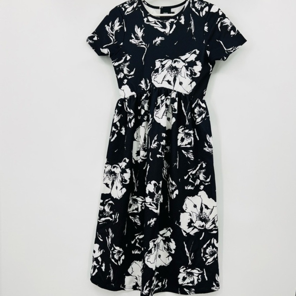 ASOS Floral Black White‎ Longer Length Maternity Dress Size 4